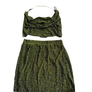 Green stripe two piece set